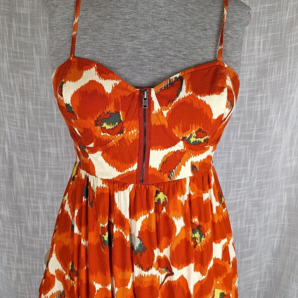ELLE Maxi Structured Bust W Zip Med Flowy Long Abstract Floral Adjustable Dress